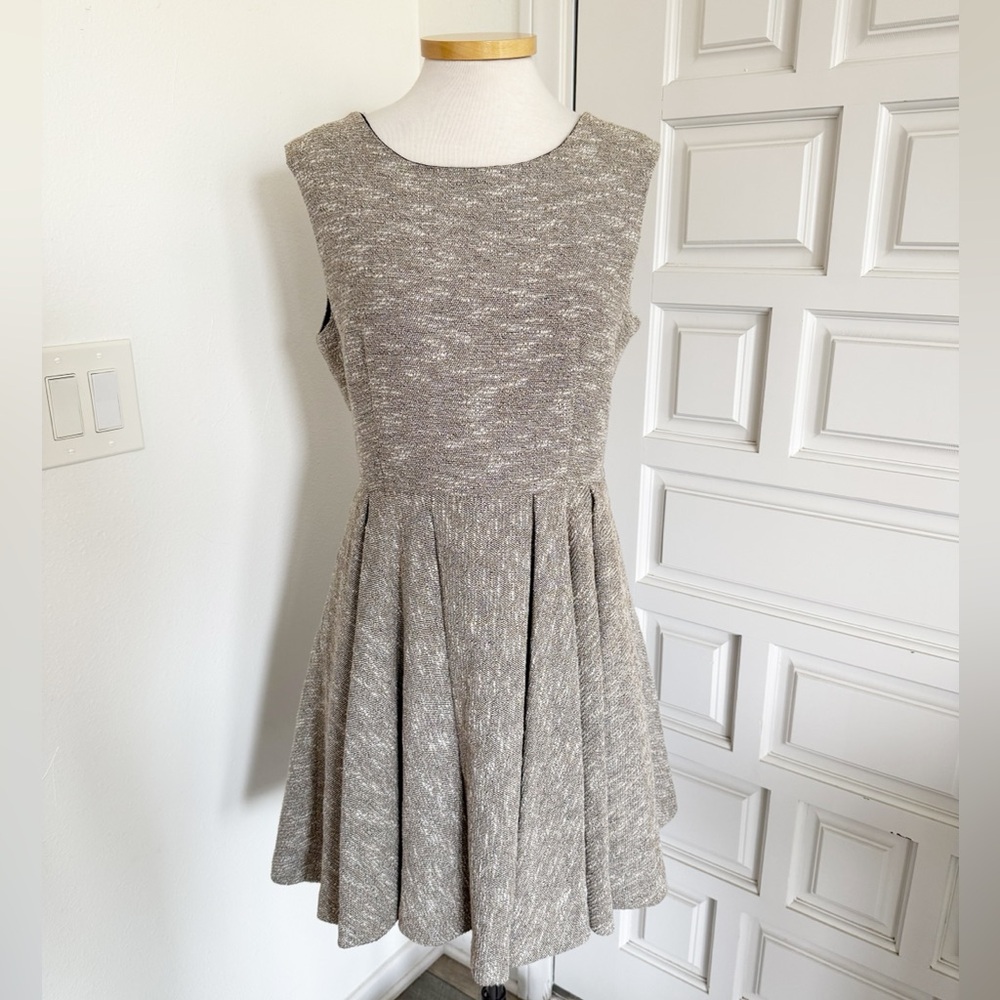 Anthropologie Paper Crown Parkside Dress Fit & Flare Sparkle Tweed Bouclé Large